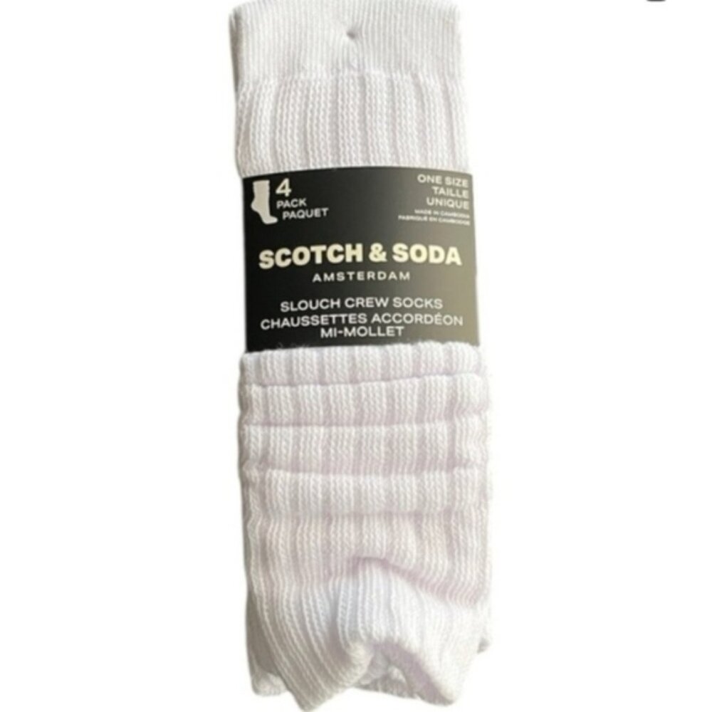 NEW Scotch & Soda Slouch Crew Socks | White